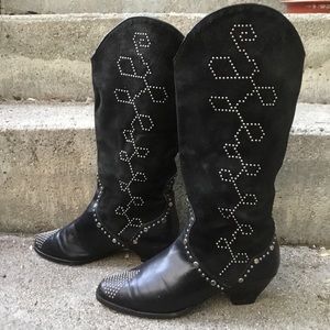 Barbara Bowman vintage black studded suede boots